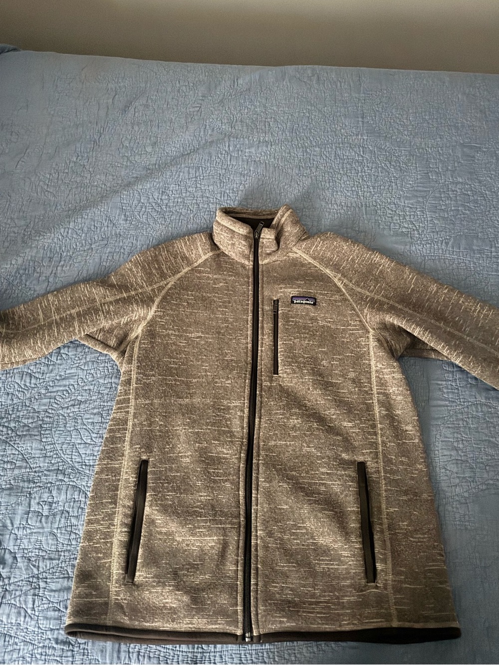 Patagonia Men's Heathered Beige Full-Zip Performance Jacket